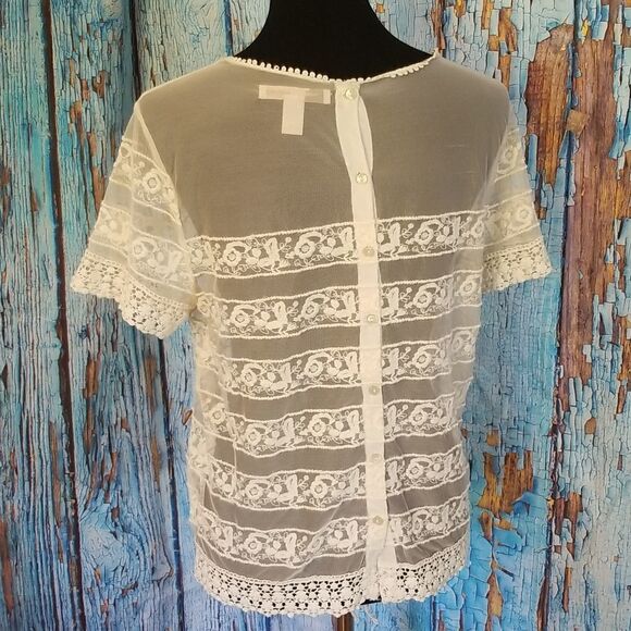 𝅺forever 21 Crochet Lace Blouse sz large - Picture 8 of 10